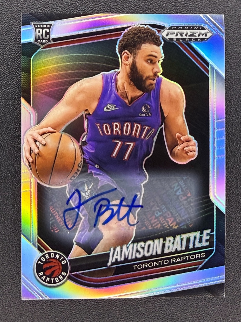 2024-25 Panini Prizm Black Jamison Battle Silver Holo Rookie RC Auto 237 Raptors